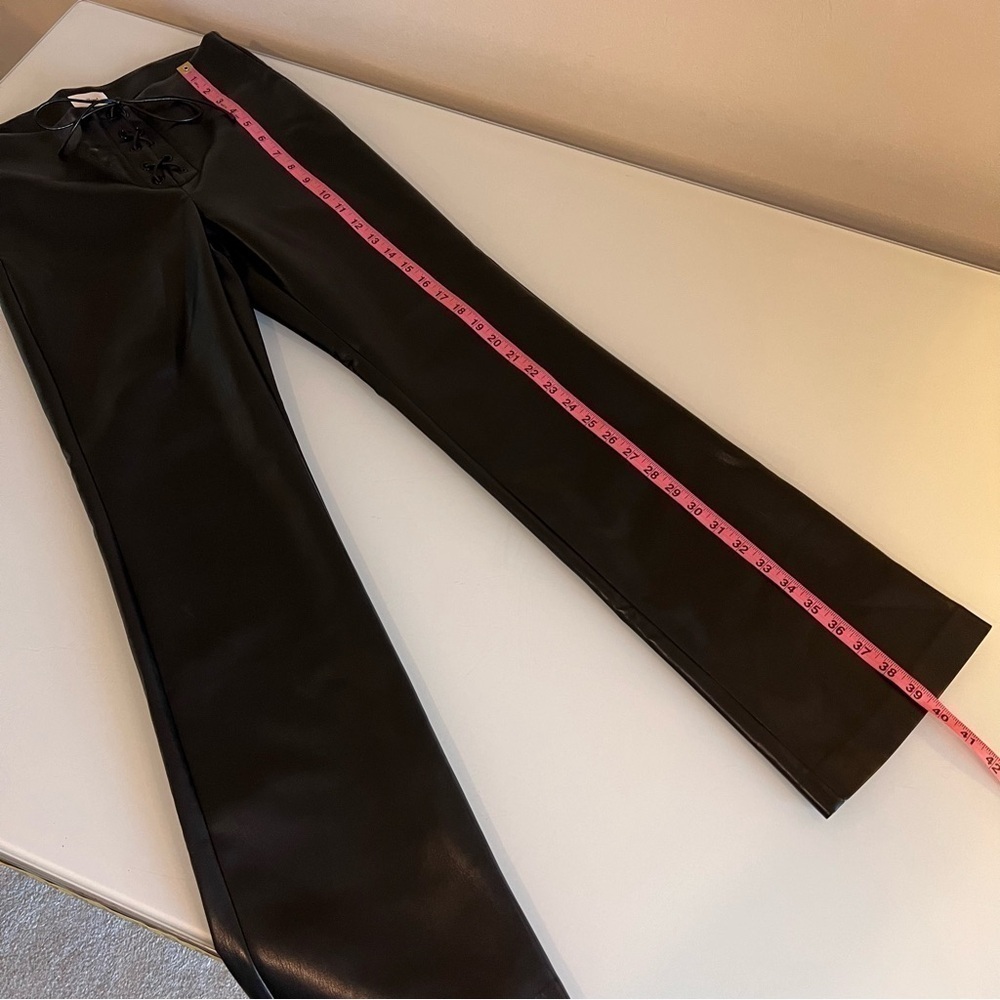 WILFRED Elementary Vegan Leather High-Waisted Lace-Up Pants Black Aritzia Nwt - Picture 8 of 13